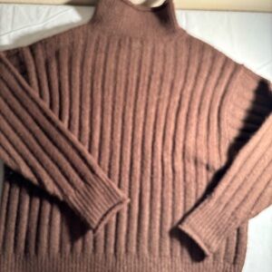 a.n.a Women's Chocolate Brown Ribbed Turtleneck Sweater